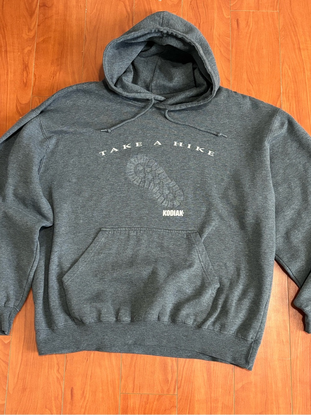 Vintage Kodiak Take A Hike Boot Print Hoodie Mens XL